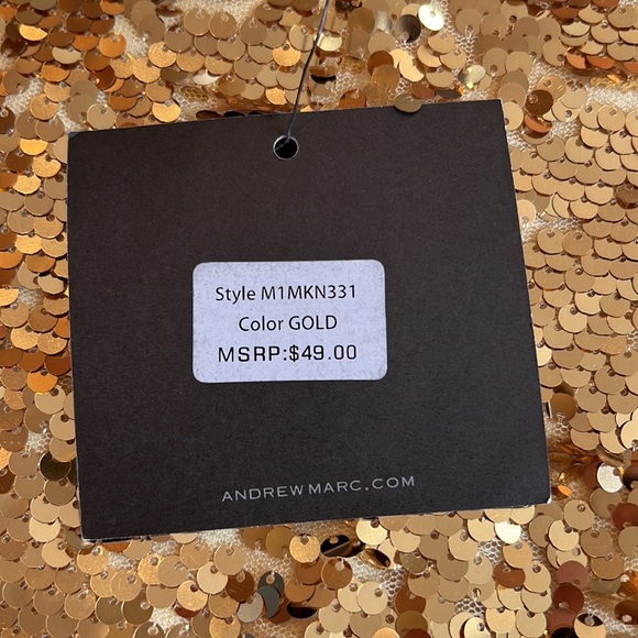 Andrew Marc New York Gold Sequin Sleeveless Blouse Shirt Medium NEW - Picture 7 of 7